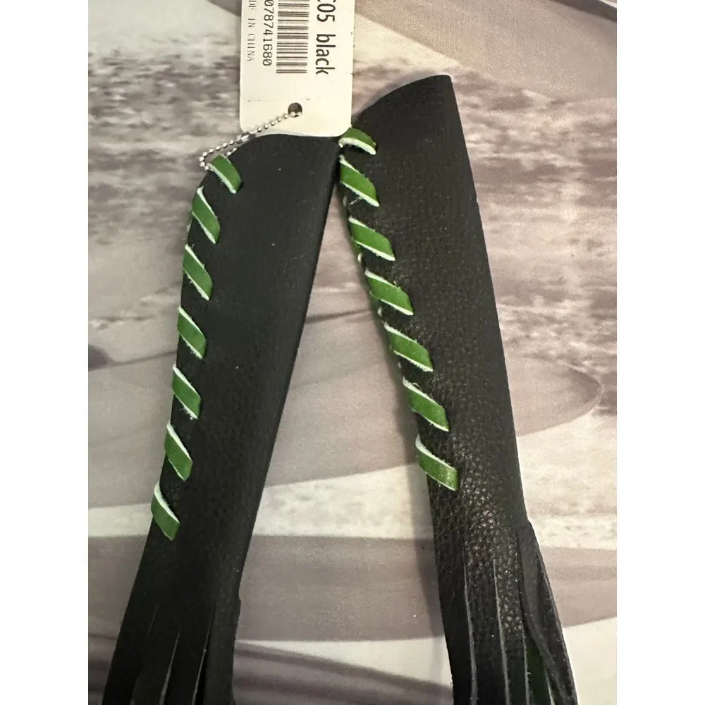 Motorcycle Brake Cable Covers with Skull Beads‎ Black Green Accent Custom Bike